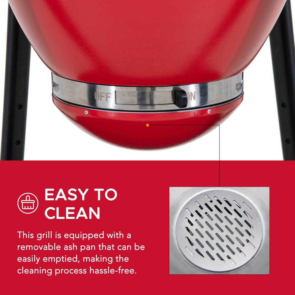 Egg-Shaped Charcoal Grill Smoker 20" - Fire Engine Red