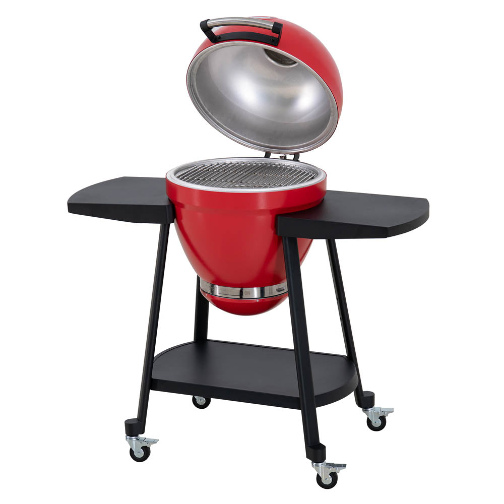 Egg-Shaped Charcoal Grill Smoker 20" - Fire Engine Red