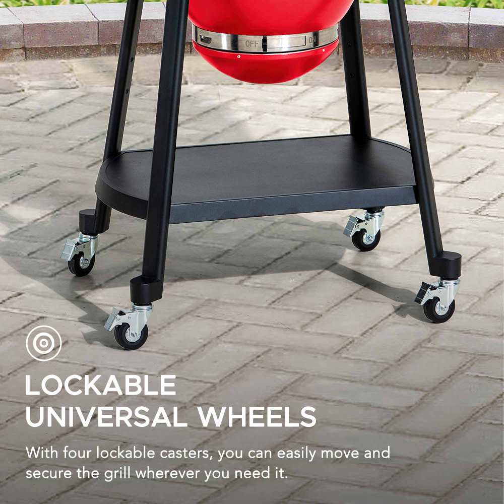 Egg-Shaped Charcoal Grill Smoker 20" - Fire Engine Red