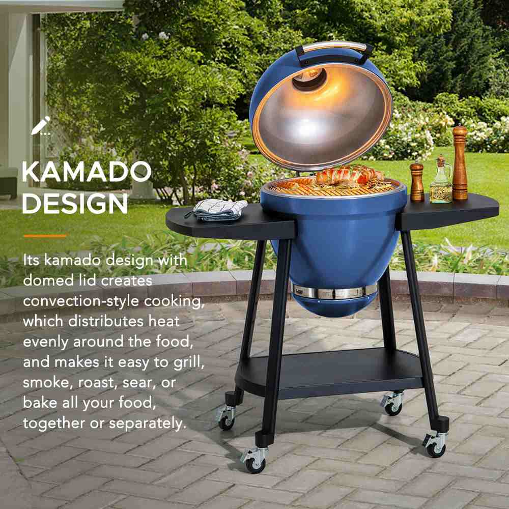 Pinnacle Egg-Shaped Charcoal Grill & Smoker 20" - Deep Navy
