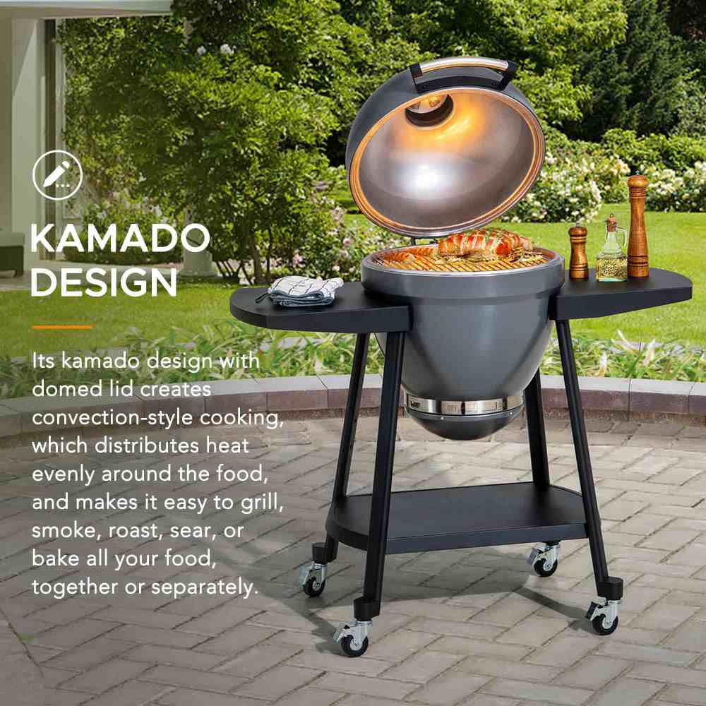 Pinnacle Egg-Shaped Charcoal Grill & Smoker 20" - Stone Gray