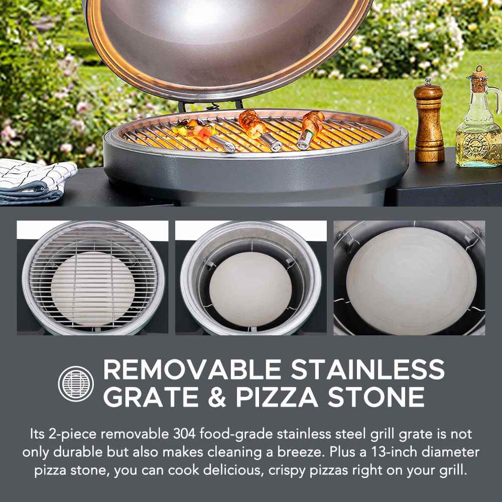 Pinnacle Egg-Shaped Charcoal Grill & Smoker 20" - Stone Gray