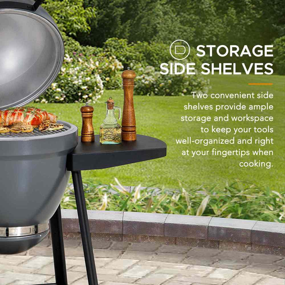 Pinnacle Egg-Shaped Charcoal Grill & Smoker 20" - Stone Gray