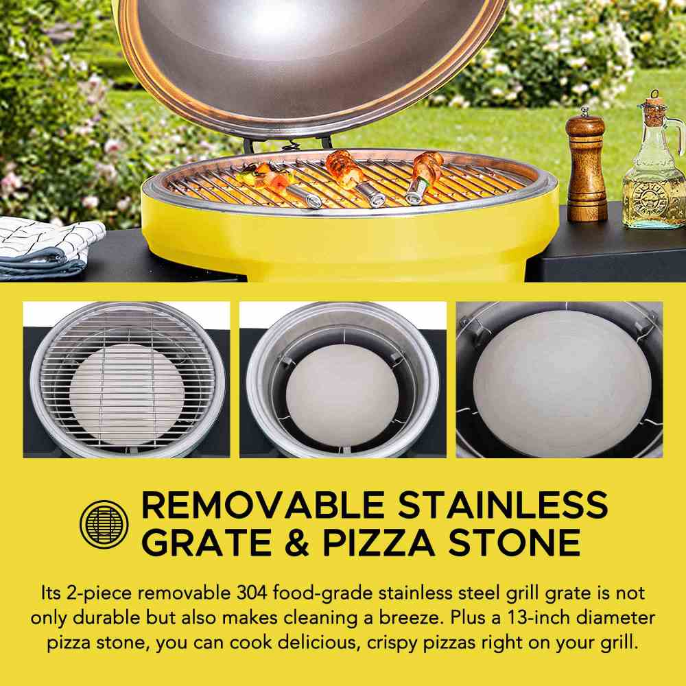 Pinnacle Egg-Shaped Charcoal Grill & Smoker 20" - Citron Yellow