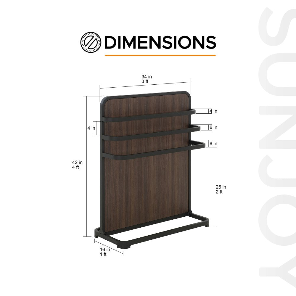 Poolside Drying Rack Towel Valet Holder with 3 Crossbars