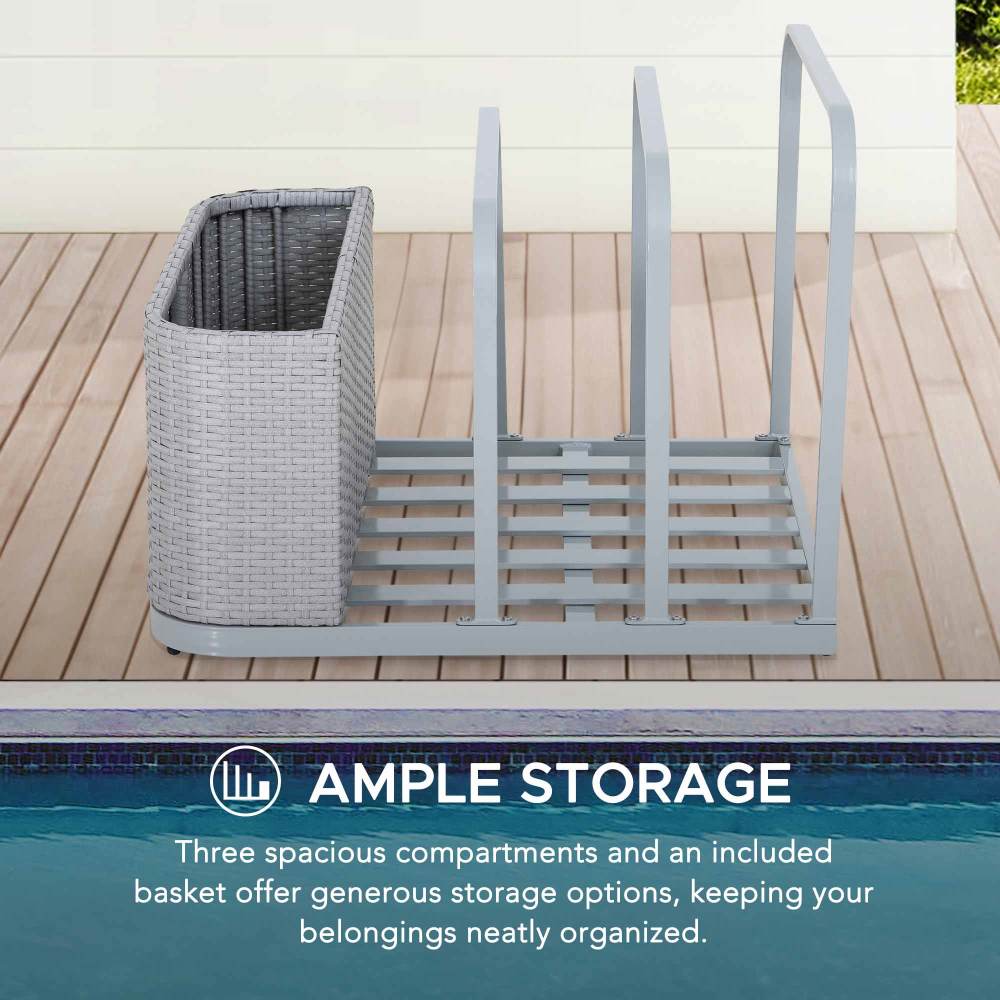 Rust-proof Wicker Pool Float Storage Rack 35'' - Gray