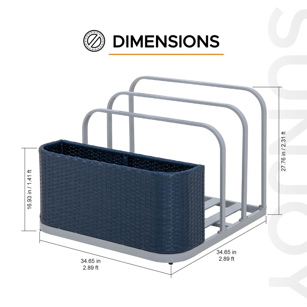 Rust-proof Wicker Pool Float Storage Rack 35'' - Navy