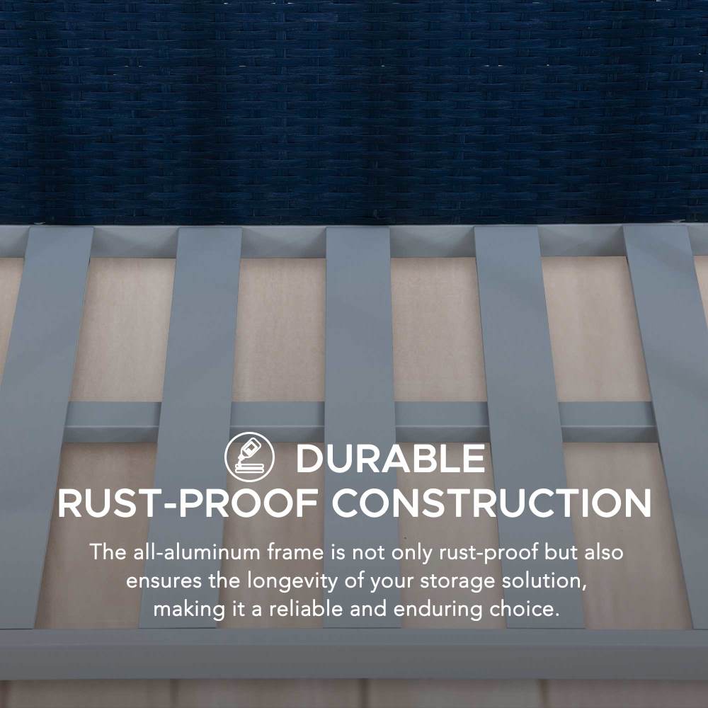 Rust-proof Wicker Pool Float Storage Rack 35'' - Navy