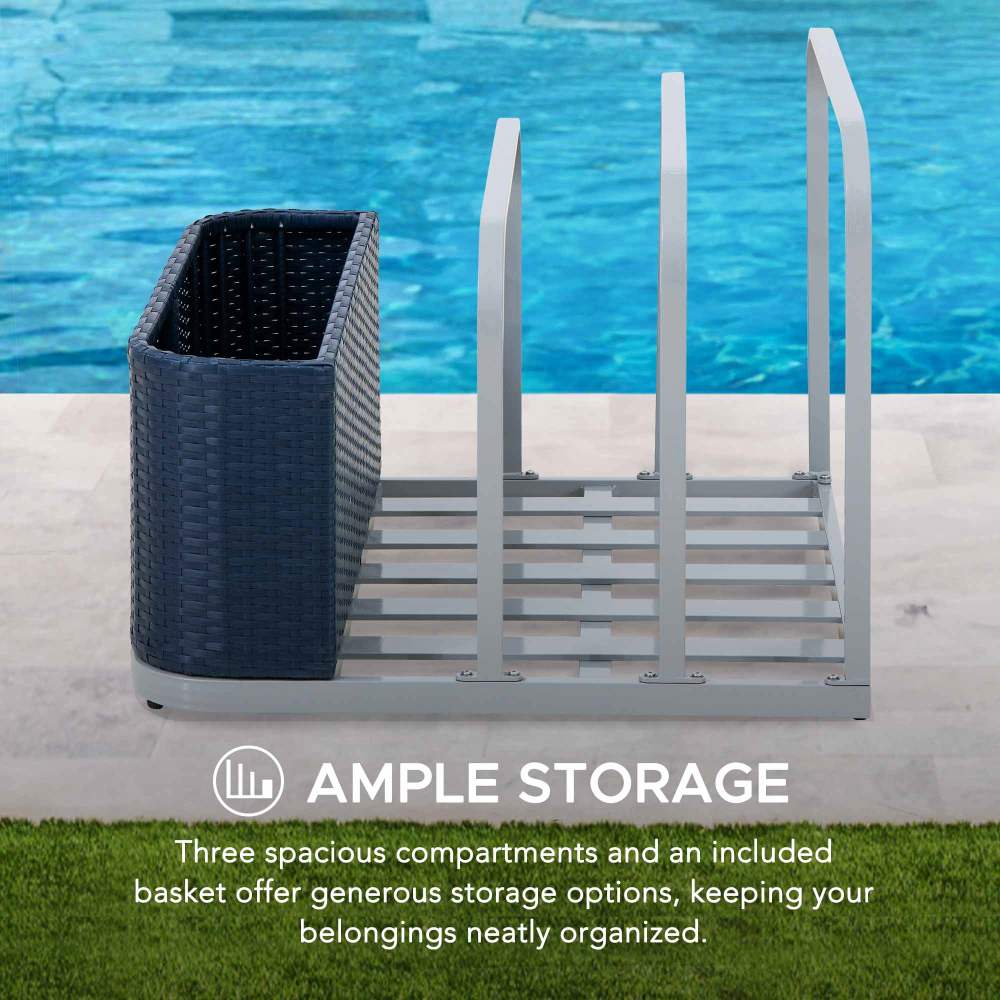 Rust-proof Wicker Pool Float Storage Rack 35'' - Navy