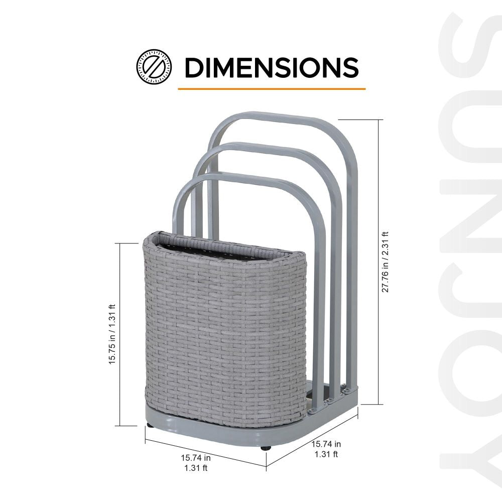Rust-proof Aluminum Pool Float Storage Rack Organizer 16'' - Gray