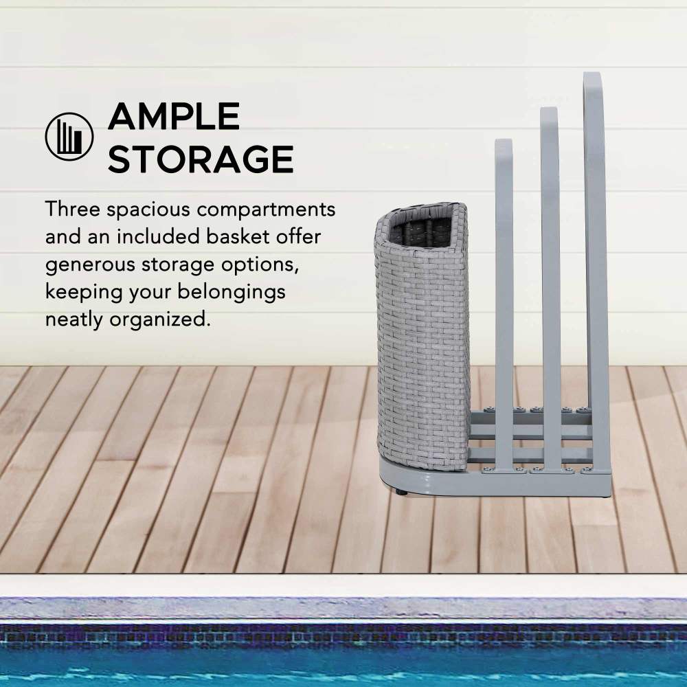Rust-proof Aluminum Pool Float Storage Rack Organizer 16'' - Gray