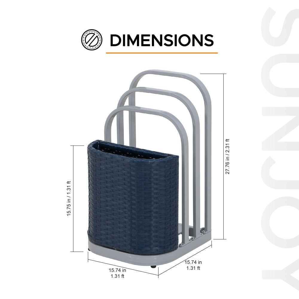 Rust-proof Aluminum Pool Float Storage Rack Organizer 16'' - Navy