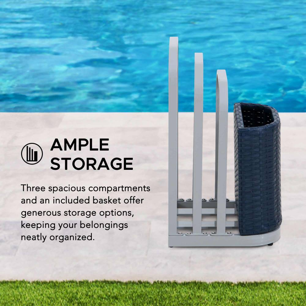 Rust-proof Aluminum Pool Float Storage Rack Organizer 16'' - Navy