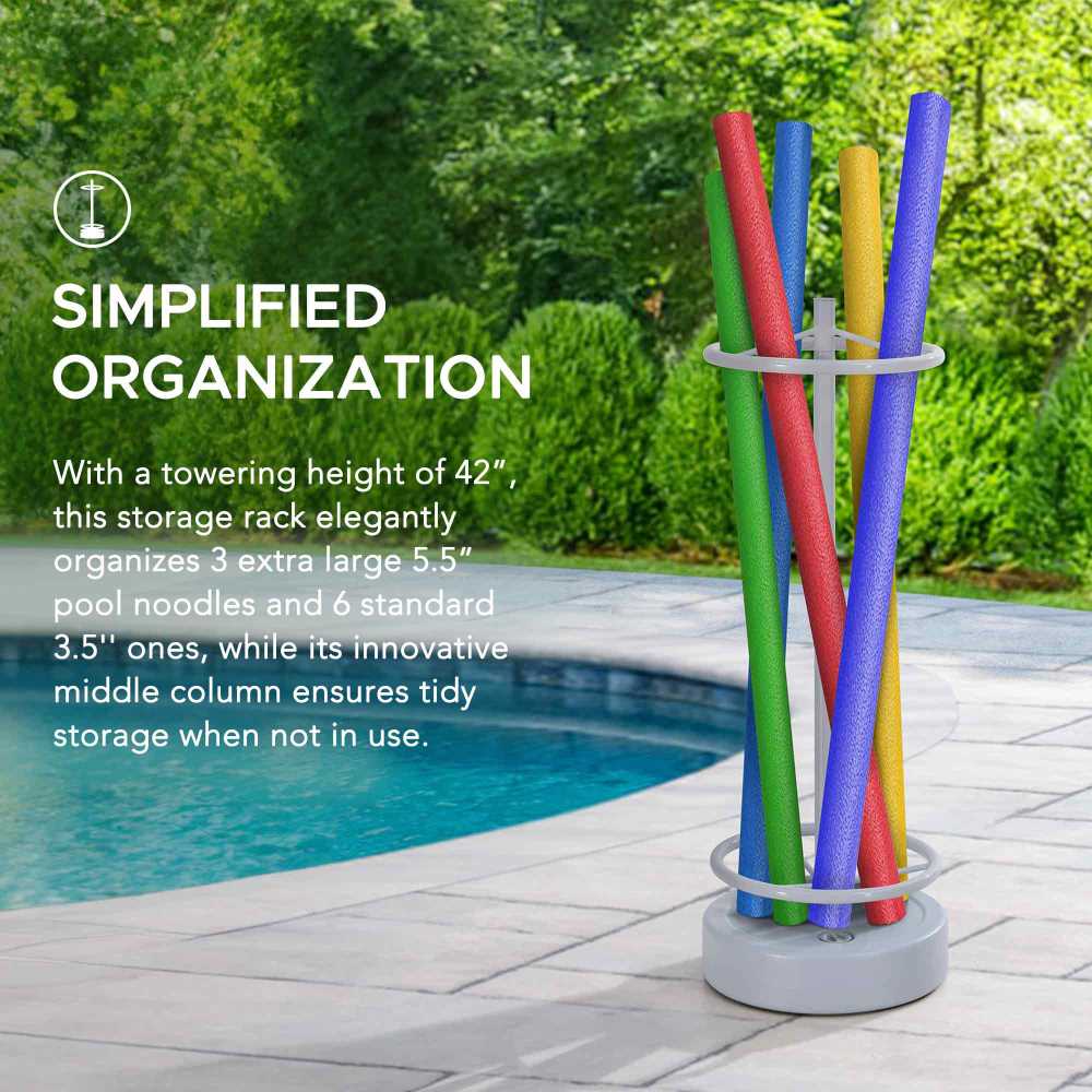 Aluminum Pool Noodle Storage Rack with Water Weighted Base