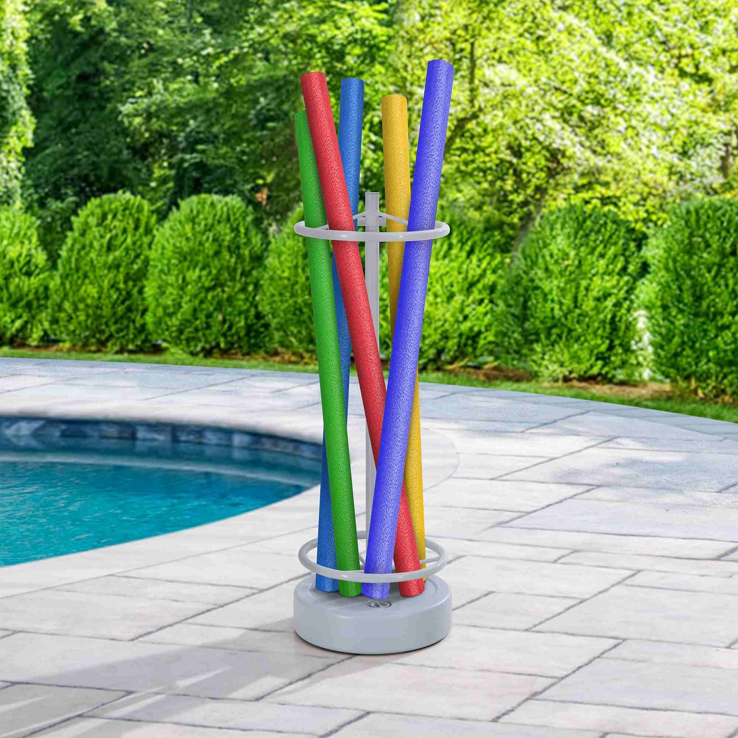 Aluminum Pool Noodle Storage Rack with Water Weighted Base