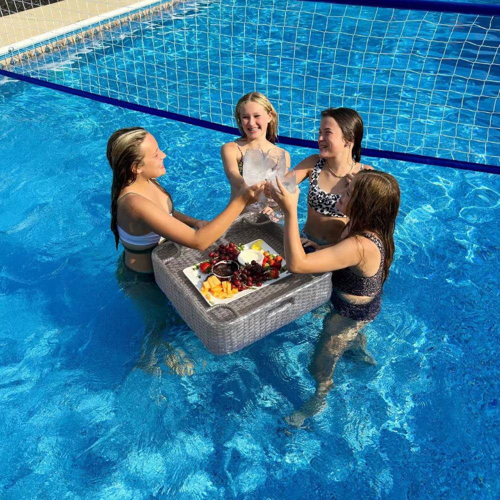 Aquasis Wicker Floating Pool Tray 24" x 24" - Harbor Gray