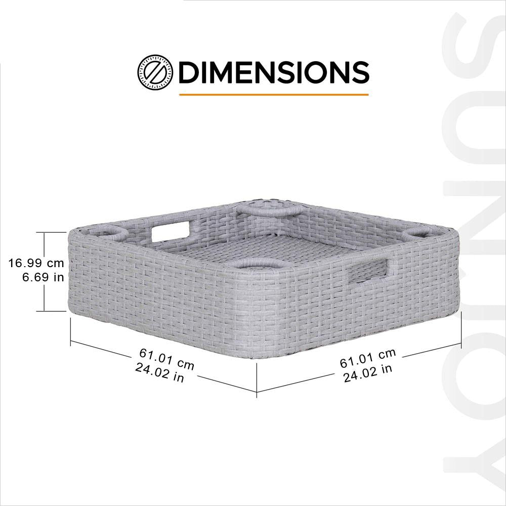 Aquasis Wicker Floating Pool Tray 24" x 24" - Harbor Gray
