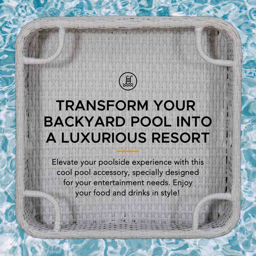 Aquasis Wicker Floating Pool Tray 24" x 24" - Harbor Gray