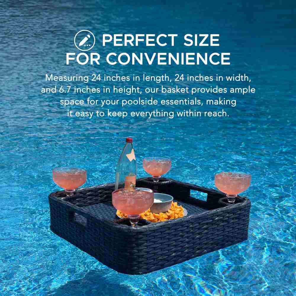 Aquasis Wicker Floating Pool Tray 24x24 - Deep Navy