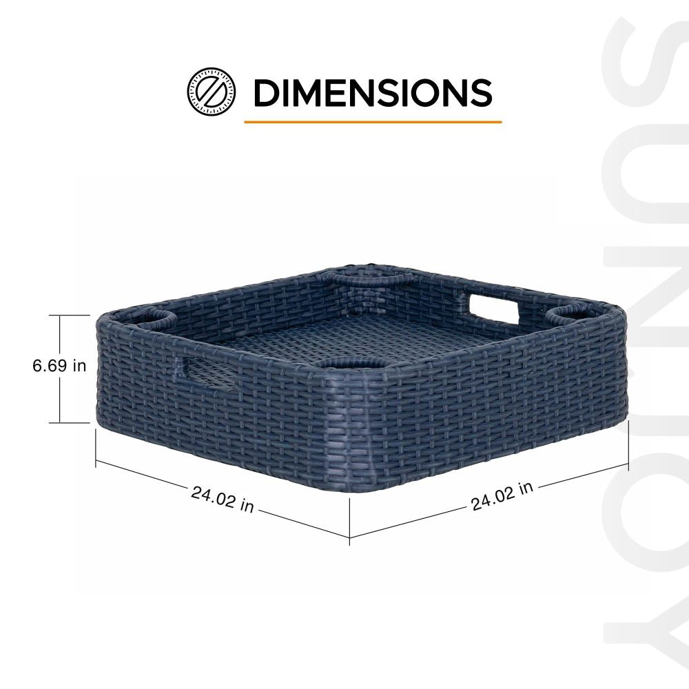 Aquasis Wicker Floating Pool Tray 24x24 - Deep Navy