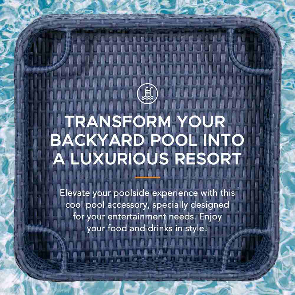 Aquasis Wicker Floating Pool Tray 24x24 - Deep Navy