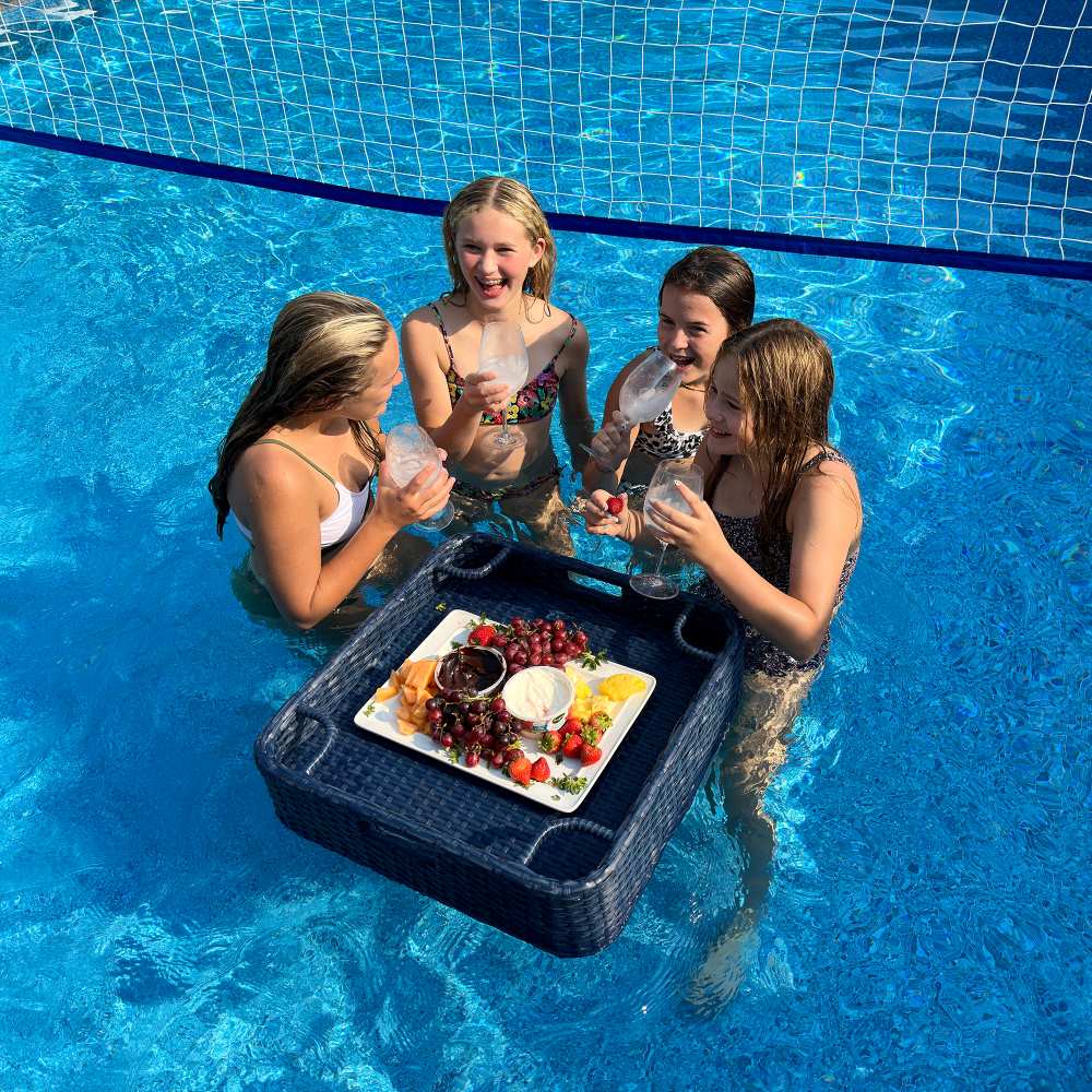 Aquasis Wicker Floating Pool Tray 24x24 - Deep Navy