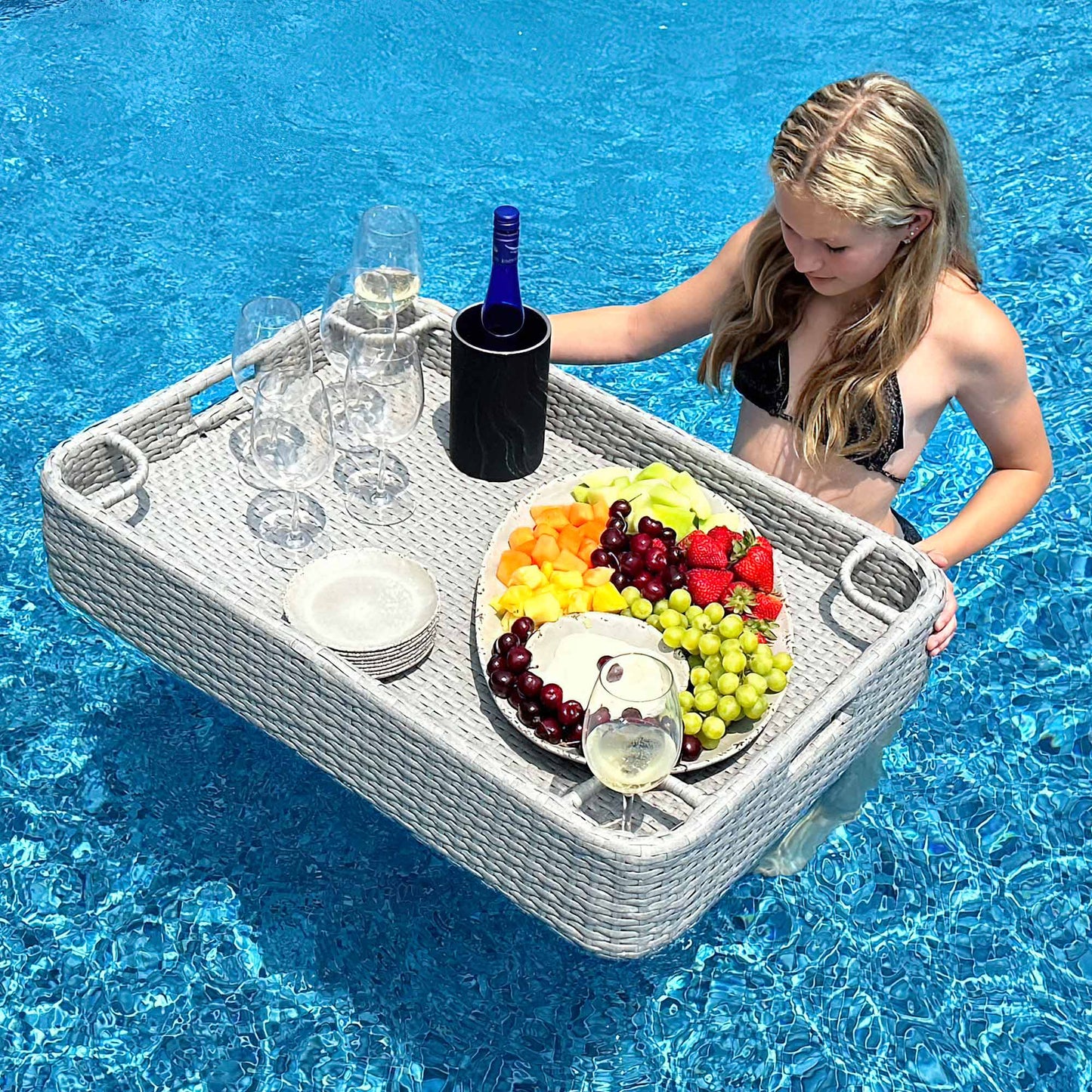 Aquasis Floating Pool Service Tray 36" x 24" - Harbor Gray