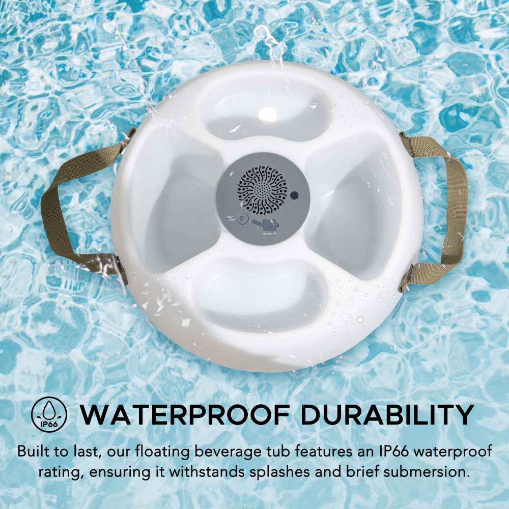 Floating Drink Holder with Ip66 Waterproof Bluetooth 5.0 Speaker