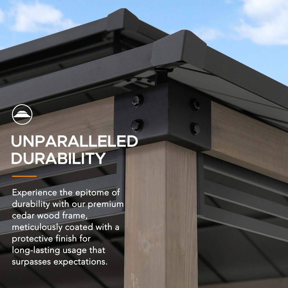 Pro-Grill Fenced Timber Solar Gazebo 8x12 - Pale
