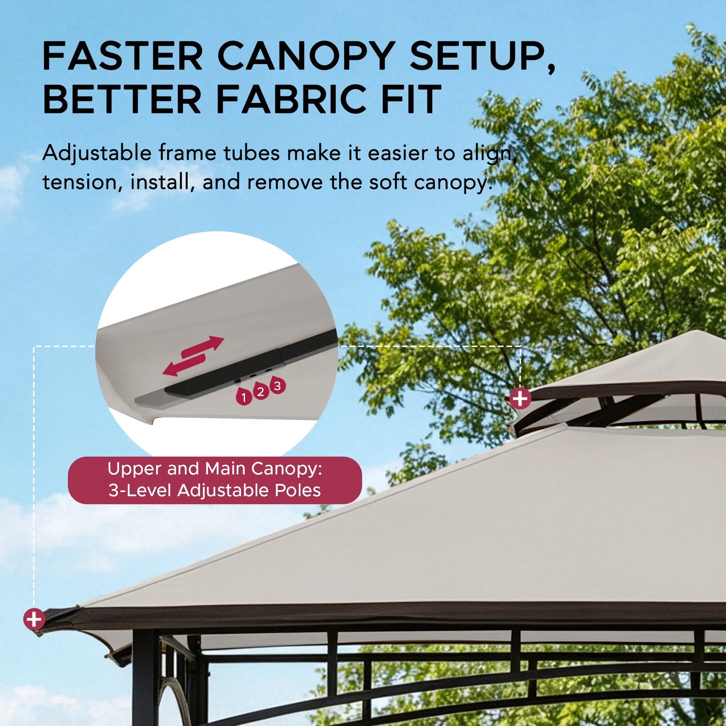 BBQ 2-Tier Grill Canopy, 8x5 - Beige & Black
