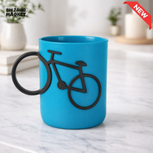 Ceramic Mug with Bicycle Design – Blue