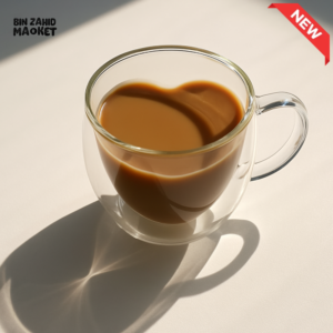 Double Wall Glass Mug with Heart Design